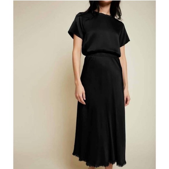 Nation LTD black Mabel satin midi skirt - Picture 2 of 10
